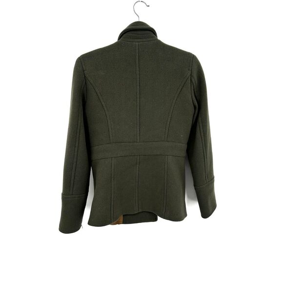 J. CREW Stadium Cloth Nello Gori *Flawed Olive Green Wool Double Breasted Coat 2 - Picture 2 of 6